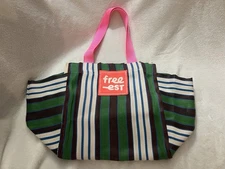 Free People Free-est Green Striped Tote Bag - 21” x 12” x 8”