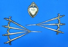 Antico Ex Voto Cuore Sette Spade Madonna Maria Addolorata Argento Primi 1800 