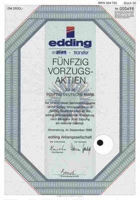 Edding Text Marker 1986 Ahrensburg Hamburg Bautzen 2500 DM PlanMaster Legamaster