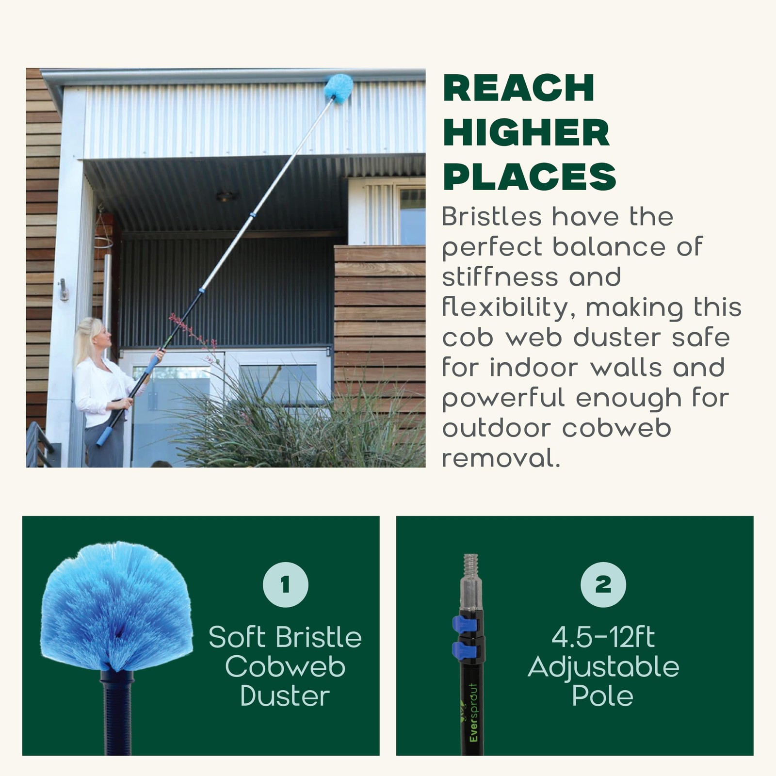 EVERSPROUT 5-to-12ft Telescoping Durable Duster with Extension Pole