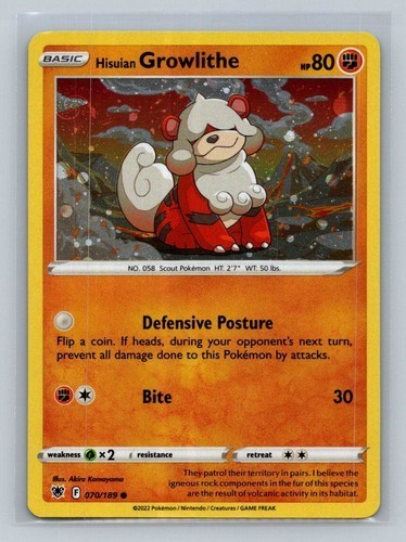 Pokemon TCG Hisuian Growlithe 070/189 Astral Radiance Cosmos Holo Promo NM/M