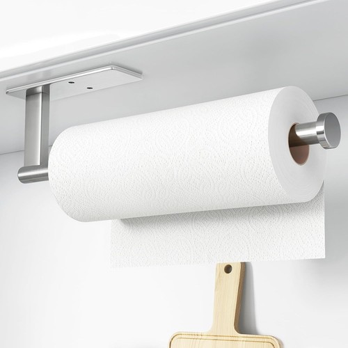 Paper Towel Holder Under Cabinet - Stainless Steel Sliver