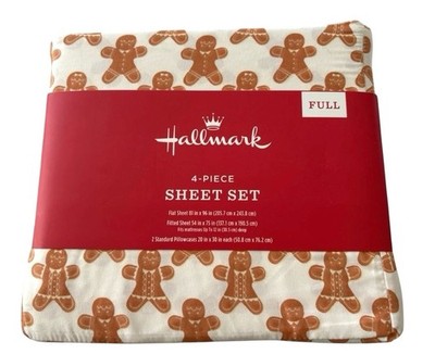 Ginger Bread  Theme Full Size Sheet Set Top Sheet, Fitted Sheet, 2 Pillowcases