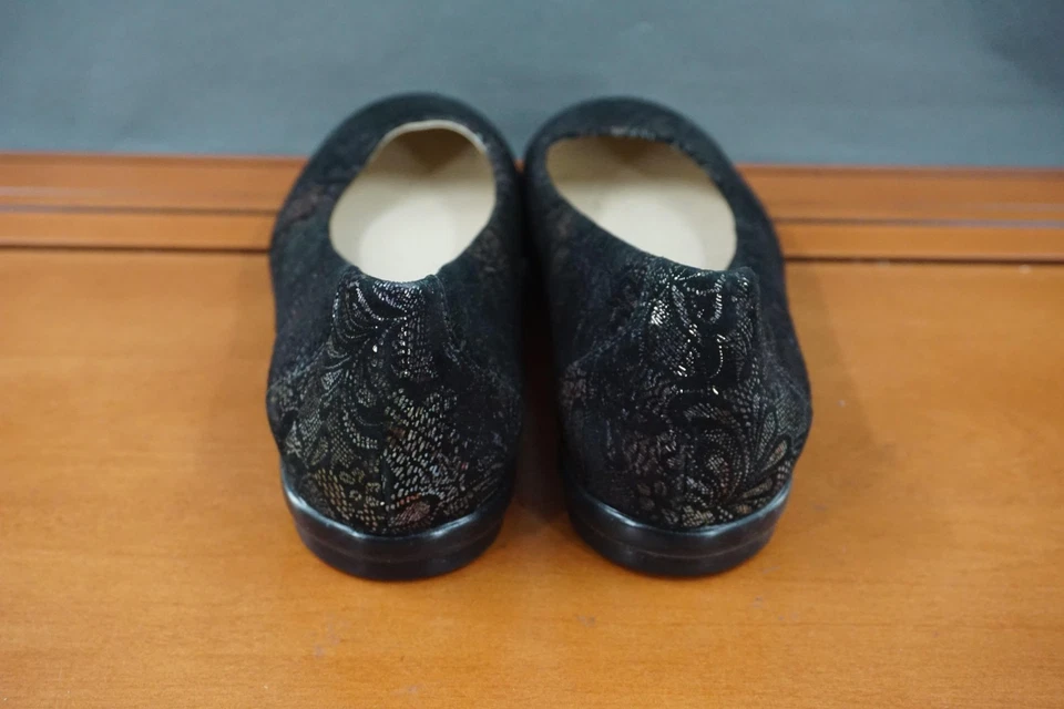 Zapatos SAS Escénicos Mujer 8 M Negro Estampado de Encaje Sin Cordones Cómodos Pisos Hechos en EE. UU. Foto 4 de 4