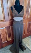 JS Boutique Women Beaded Maxi Long Dress Size 6 Ombre Front Slit Formal
