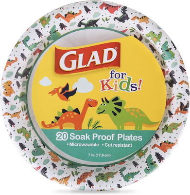 for Kids Dinosaur Disposable Paper Plates, Heavy Duty Soak Proof Microwave Safe