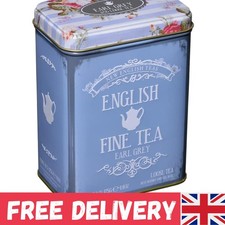 Caffeinated 125g Earl Grey Tea in Elegant Floral Tea Caddy - Gluten-Free Delight