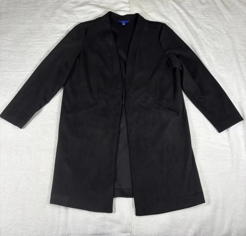 Apt. 9 长男友外套夹克女式大号黑色弹力开襟正装 — 第 2/4 张图片