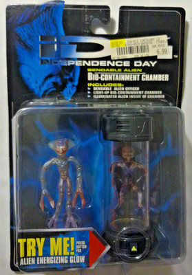 Independence Day ID4 Bendable Alien Officer w/ Bio-Containment Chamber 1996 NIB