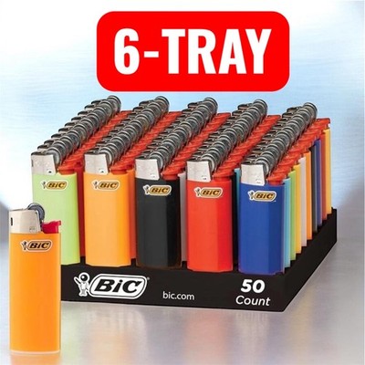 BIC Classic Maxi Lighters, Assorted Colors, 6-BLACK TRAY Lighters