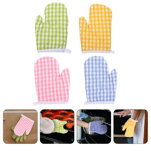 4 Pezzi Guanti Isolanti Bambino Bambino Guanti da Forno Resistenti al Calore - Foto 4 di 12