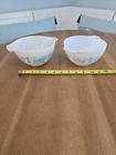 TWO Pyrex 441 Turquoise Amish Butterprint Cinderella Mixing Bowl 1 1/2 Pt. USA