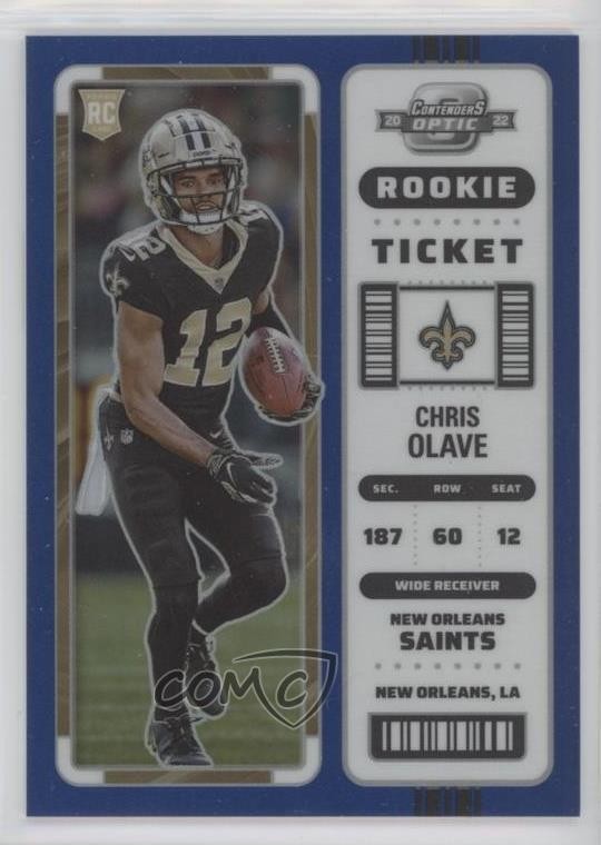 2022 Panini Contenders Optic Ticket Blue Prizm 48/99 Chris Olave #65 Rookie RC