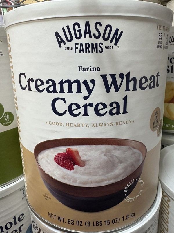 Augason Farms Creamy Wheat Cereal #10 Can Emergency Food Supply
