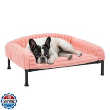 Veehoo Elevated Dog Bed with Bolster Cushion, Fluffy Plush Dog Co
