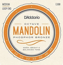 D'Addario EJ80 Phosphor Bronze Octave Mandolin Strings, Medium, 12-46