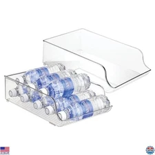 iDesign Clear Water Bottle Organizer Set - 2-Piece - Made in USA for Fridge