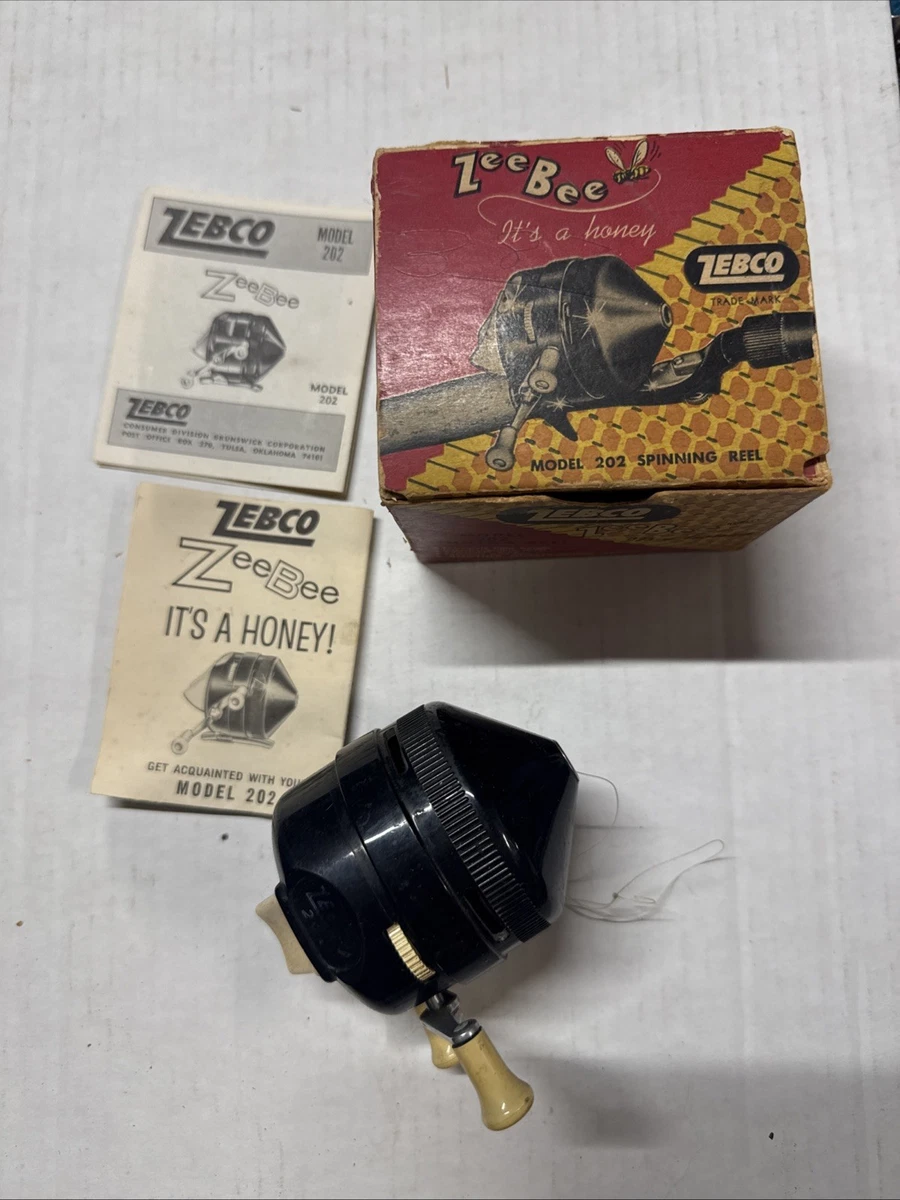 Moulinet De Pêche Vintage ZEBCO 202 - Bouton-poussoir - Fabriqué USA - Tel Quel