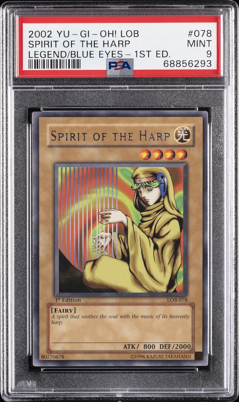2002 YU-GI-OH! LOB-LEGEND OF BLUE EYES WHITE DRAGON SPIRIT OF THE HARP PSA 9