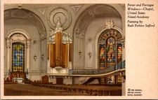 Porter & Farragut Windows Chapel Painting United State Naval Academy Postcard