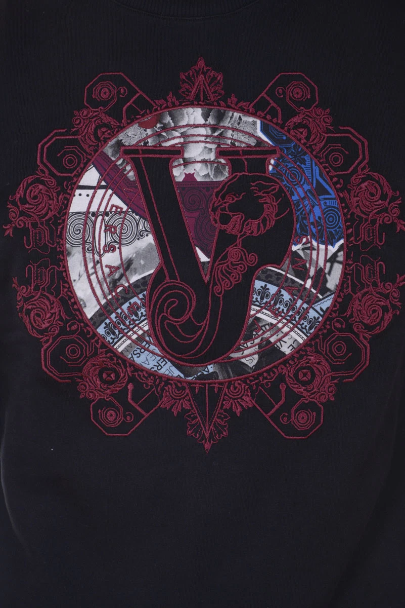 Felpa Versace Jeans Sweatshirt Hoodie SLIM Cotone Uomo Nero B7GPA7FF 899