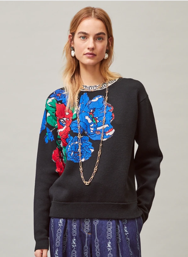 Tory Burch OVERSIZED FLORAL PULLOVER 
