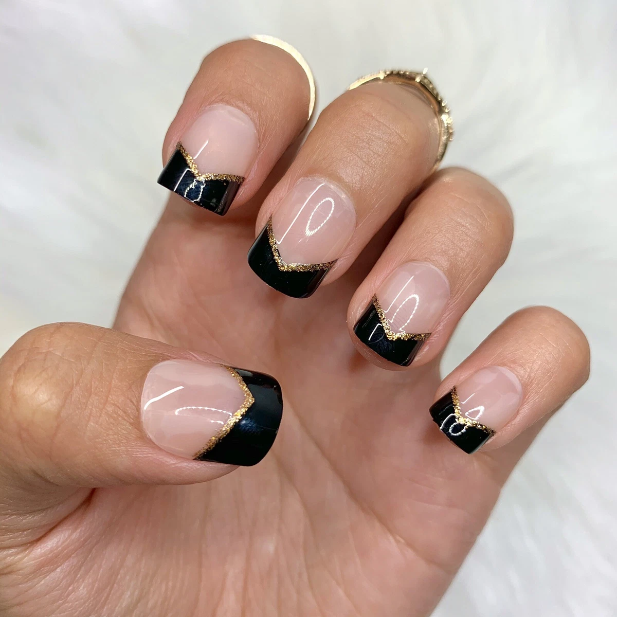 Nail Art: Black Gold Tipped (French Mani style)