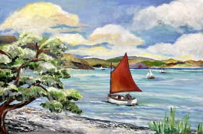 Original Abstract Naive Seascape Painting