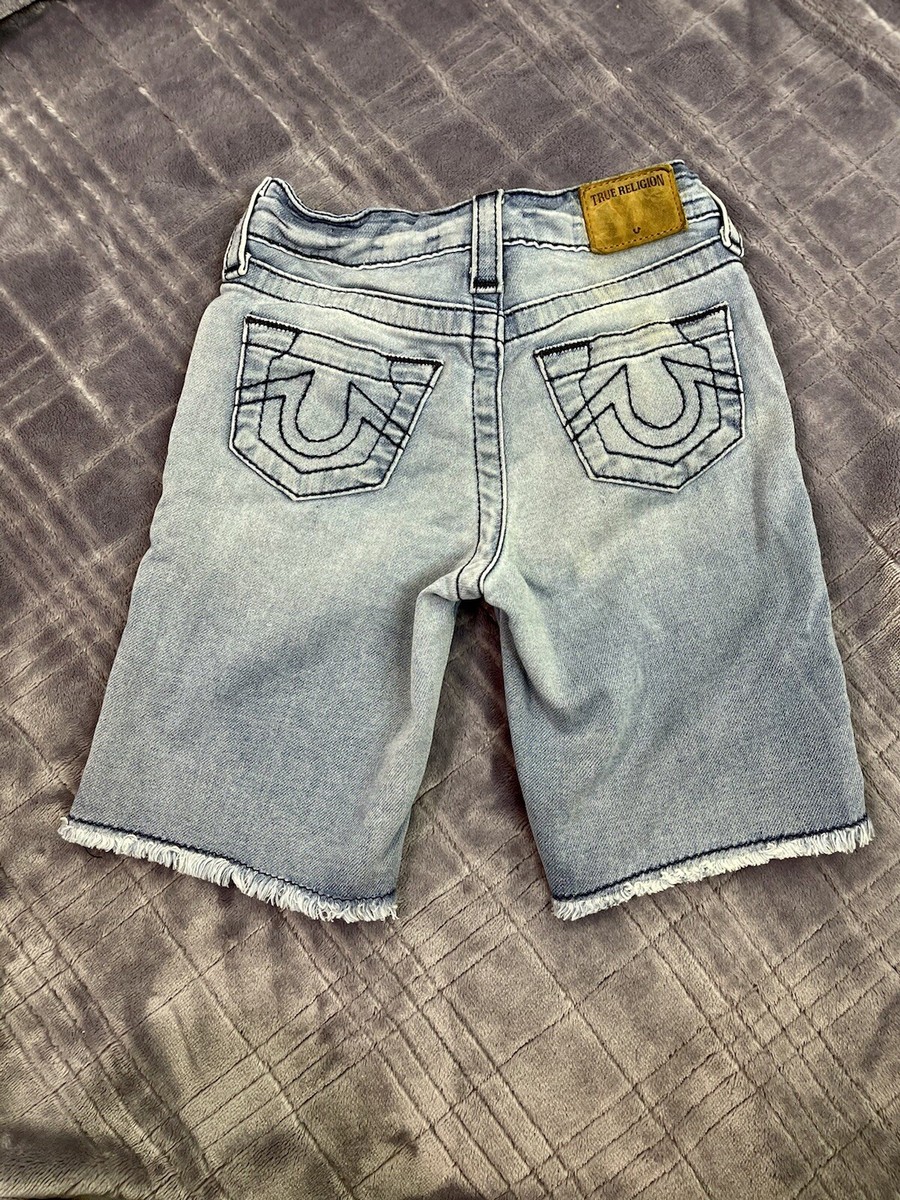 True Religion Boys Denim Shorts Cut Off Relaxed Slim size UK