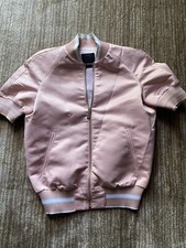 Pinko Jacket Short Sleeve Size 2 Silky Pink Romey Varsity Bomber Jacket