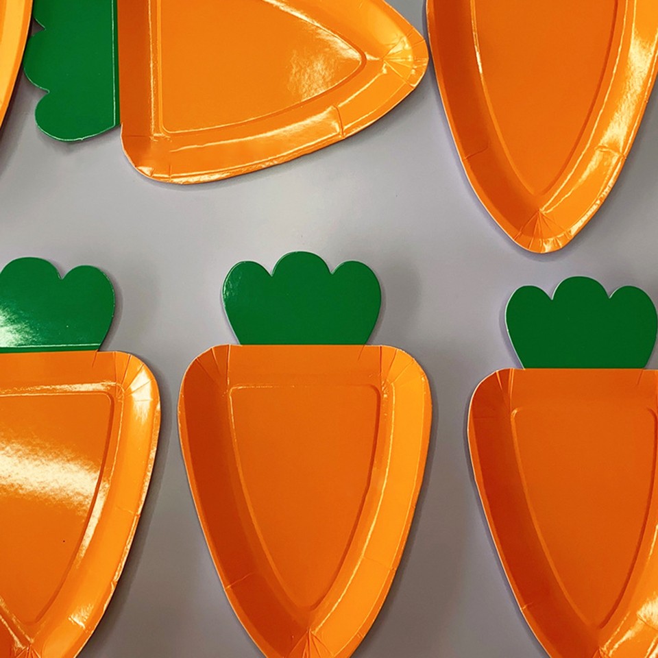 8pcs Paper Plates Cartoon Creates Atmosphere Plant Element Easter Paper