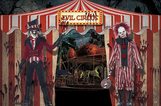 CREEPY EVIL CARNIVAL/CIRCUS CLOWN Halloween party SCENE