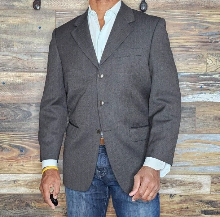 Blazer Chaqueta Deportiva Manzini Uomo Italia 100% Lana Marrón Geométrico 38R *EXCELENTE* Foto 2 de 4