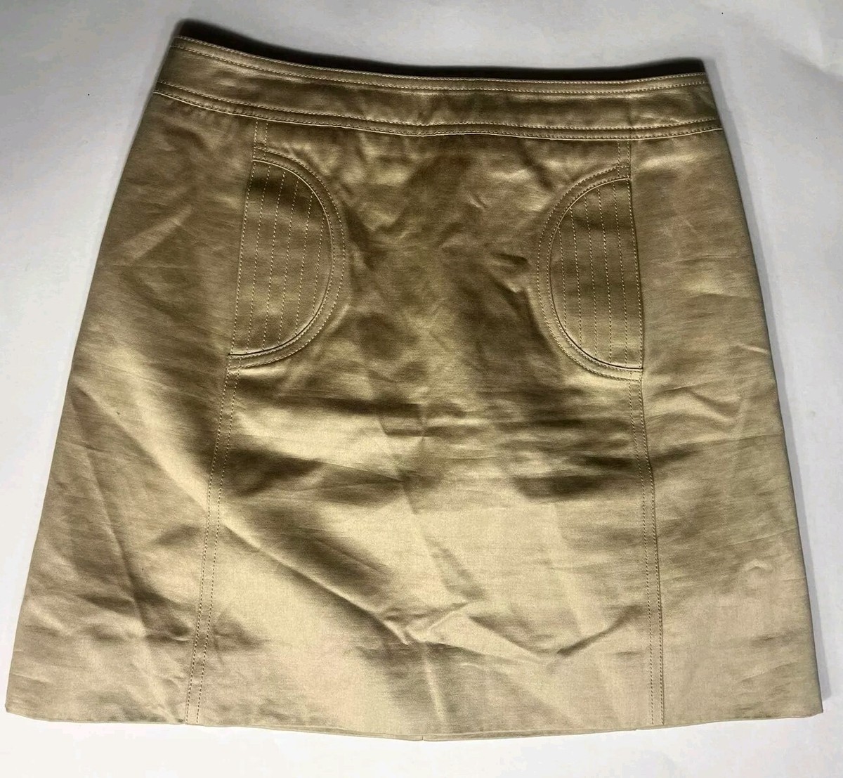CELINE Skirt Designer French Mini Size 36 Small Waist 28 Gold