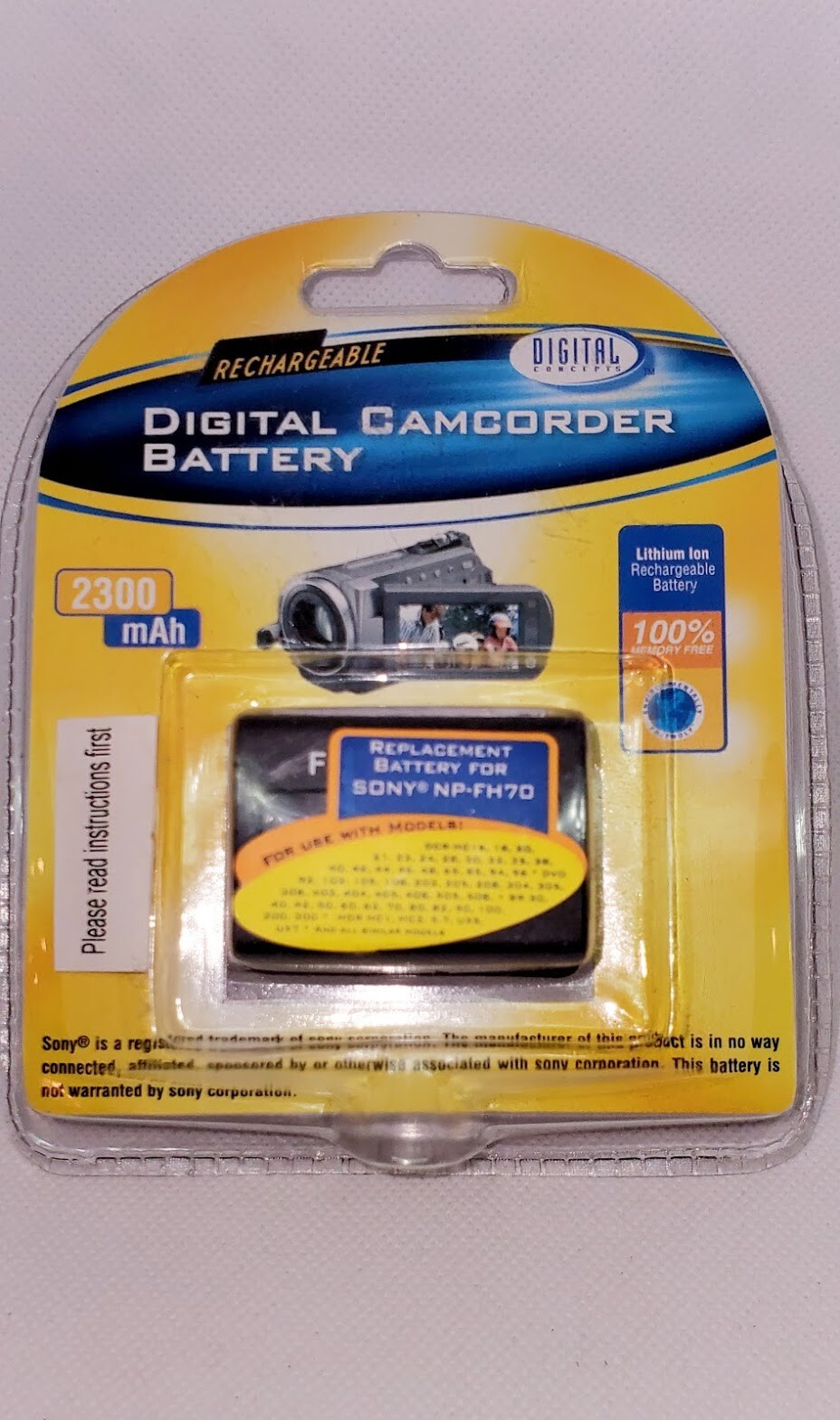 Digital Camcorder Battery, Sony NP-FH70 Rechargeable Lithium Ion, 2300 mAh-image