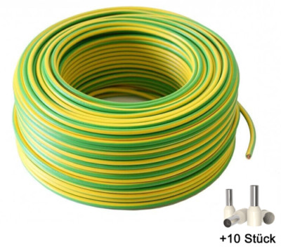 30m Erdungskabel 10mm2 H07V-K PVC grün-gelb flexible Aderleitung für PV-Anlagen 