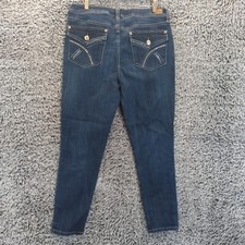 Seven7 Jeans Women 12 Blue High Bootcut Slim Leg Mid Rise Embroidered Denim