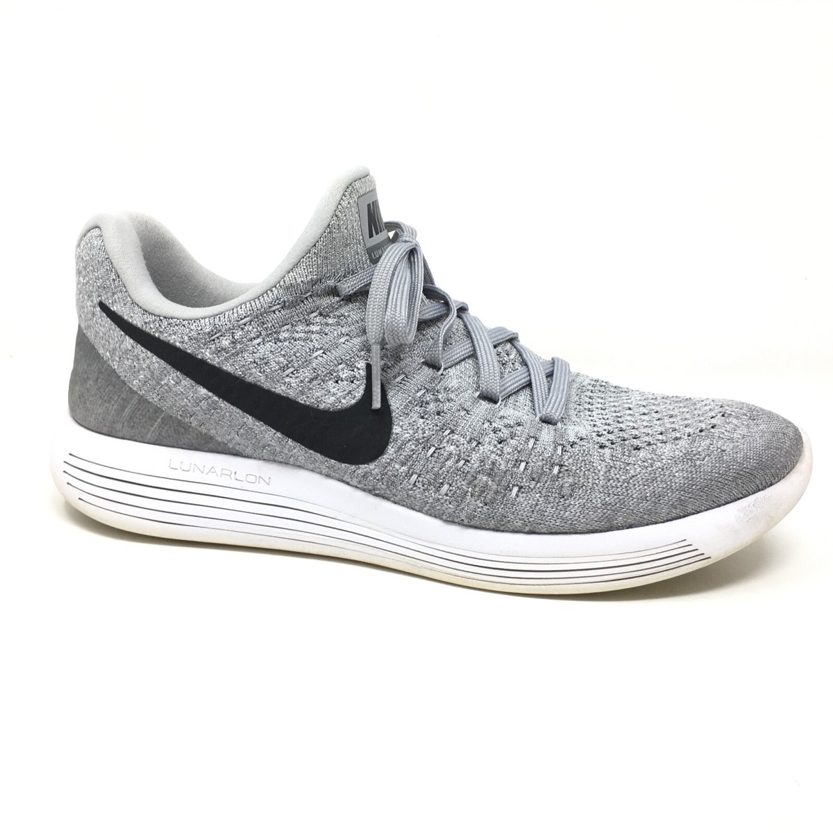 Nike Lunarepic Low Flyknit Running Shoes Sneakers Womens Size Gray Black