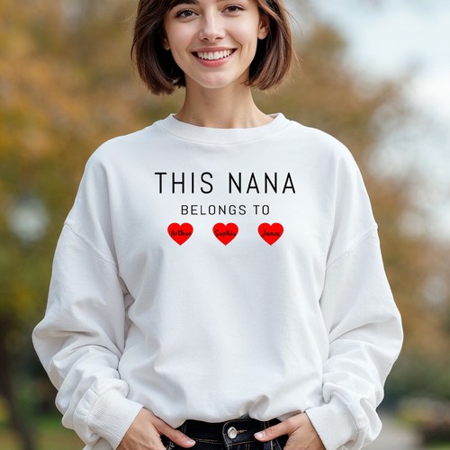 Personalised Womens Nana Hearts Mothers Day Sweatshirt Jumper Funny Mama Mom #MD - Picture 12 of 30