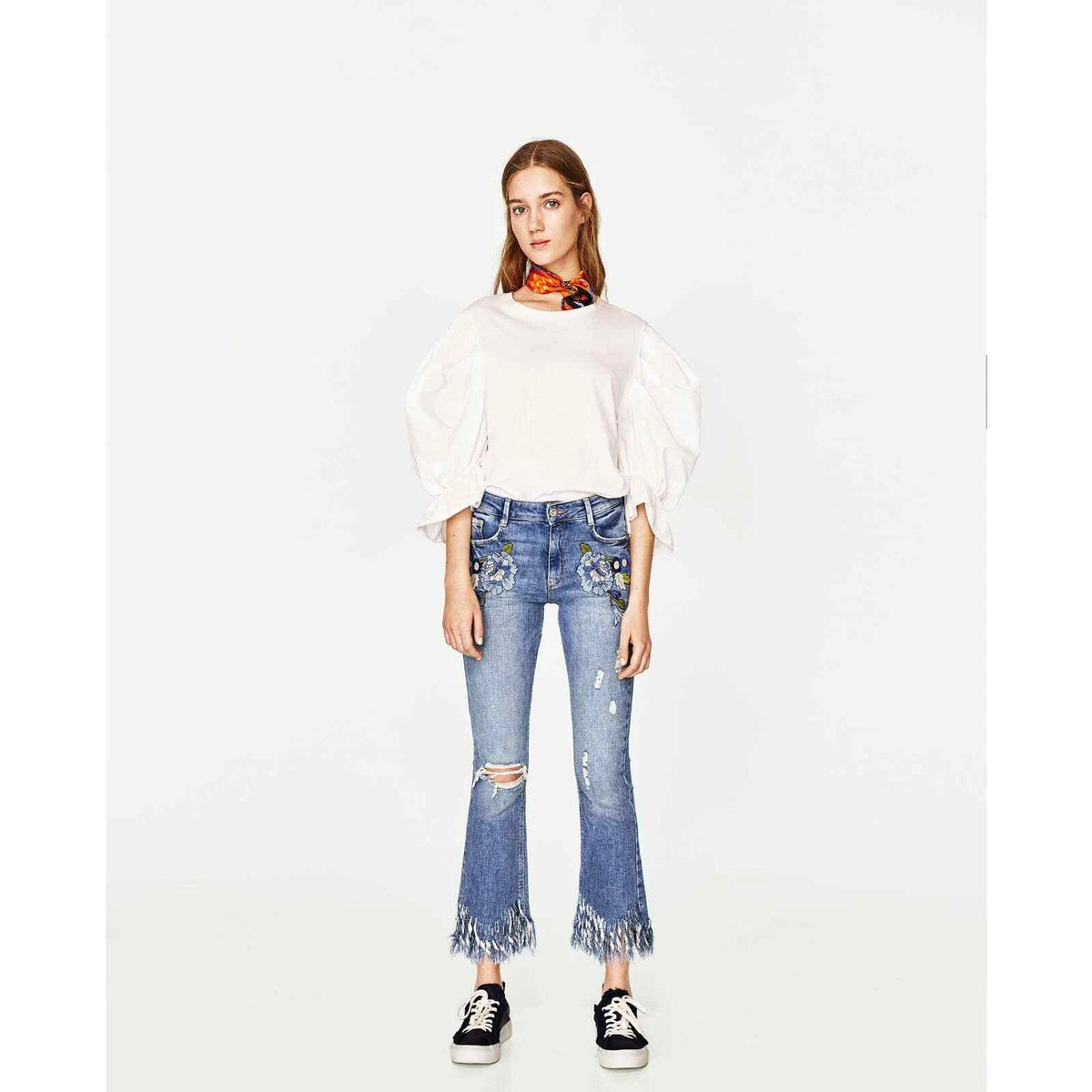 Zara jeans cropped sales flare