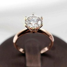 2Ct Round Cut Lab Created Diamond Women's Engagement Ring 14K Rose Gold Plated
