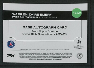 To　Topps Chrome ワレン・ザイール エメリ auto サイン To様専用 Topps Chrome ワレン・ザイール エメリ auto サイン