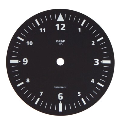 Wristwatch dial 37.00 mm black, ''DR&P'' for Unitas 6498-1