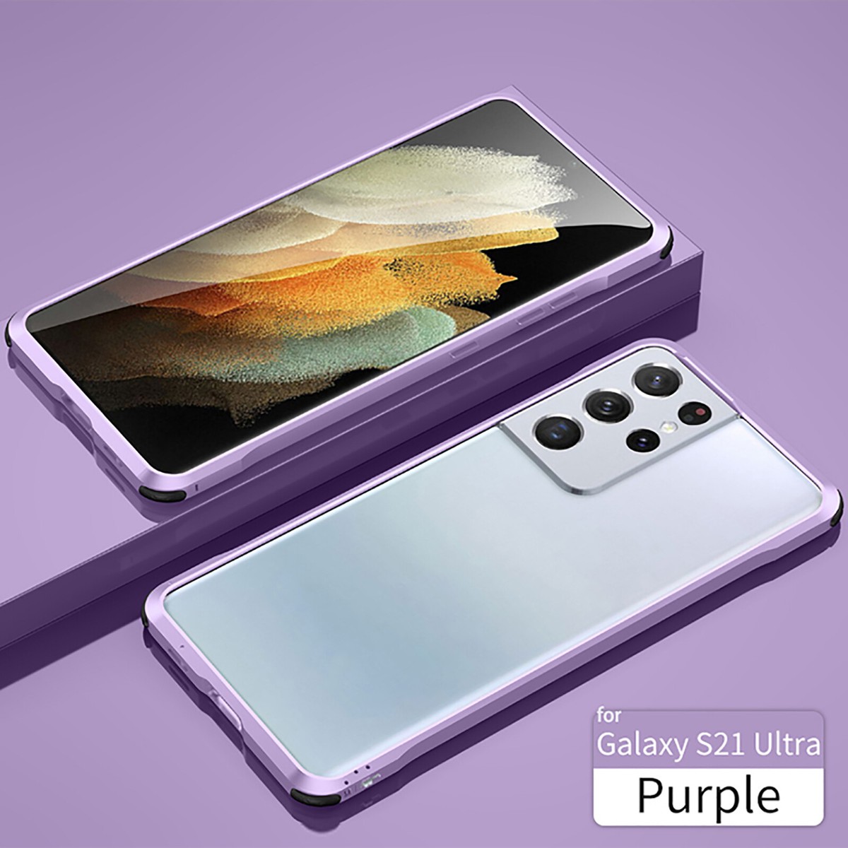 For Samsung Galaxy S21 Ultra Plus Metal Frame Bumper Phone Case