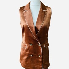 Jason Wu Womens Satin Brown Jacket Blazer Brown Size S
