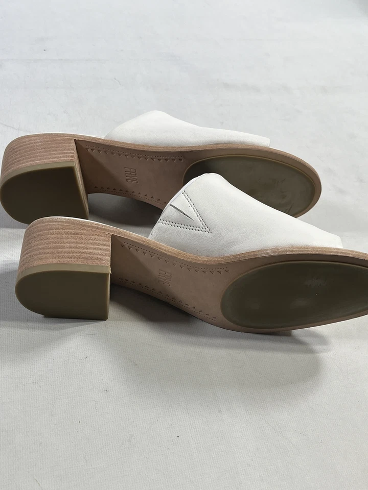 Sandalia de tacón de mula Cindy blanca sin cordones Frye para mujer 8M NUEVA Foto 3 de 4