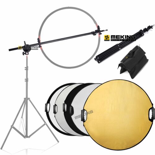 110cm 5in1 Photo Reflector Studio Light Multi Collapsible Disc + Stand Boom Arm - Afbeelding 1 van 12