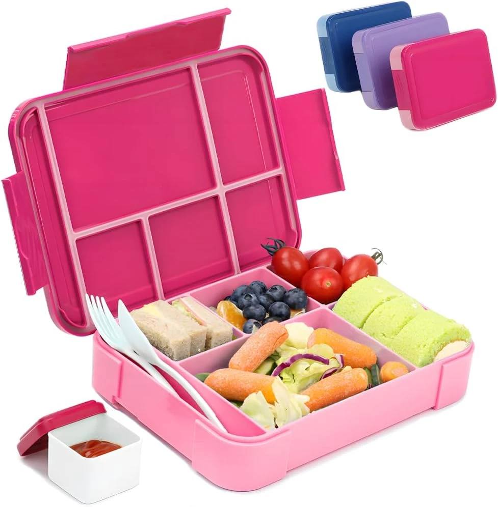 Bento Box Adult,45Oz Leak-Proof Bento Lunch Box with 6 Compartments Cutlery,Lunc