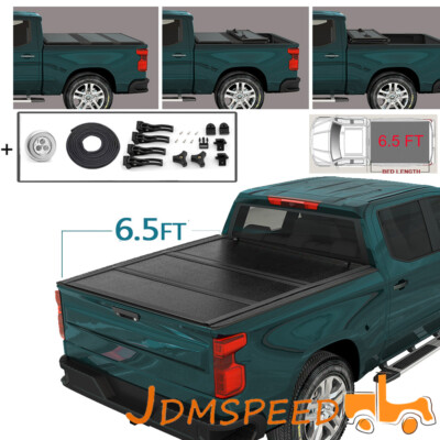 6.5ft Bed Aluminum Frame Tri-Fold Hard Tonneau Cover Fits 2007-2014 Silverado