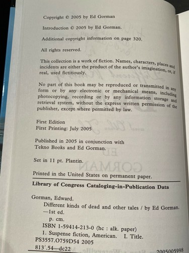 Different Kinds of Dead, Ed Gorman - 2005 - Signed, 1st Ed 1st Prtg HC Book DJ - Picture 7 of 12